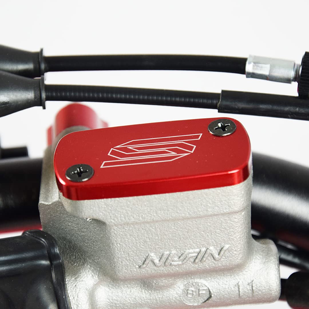 SCAR Coperchio Vaschetta Olio Freno Anteriore Compatibile con HONDA CR CR-F CRF 125 150 250 450 MONKEY125 450RL 96-26 - Rosso