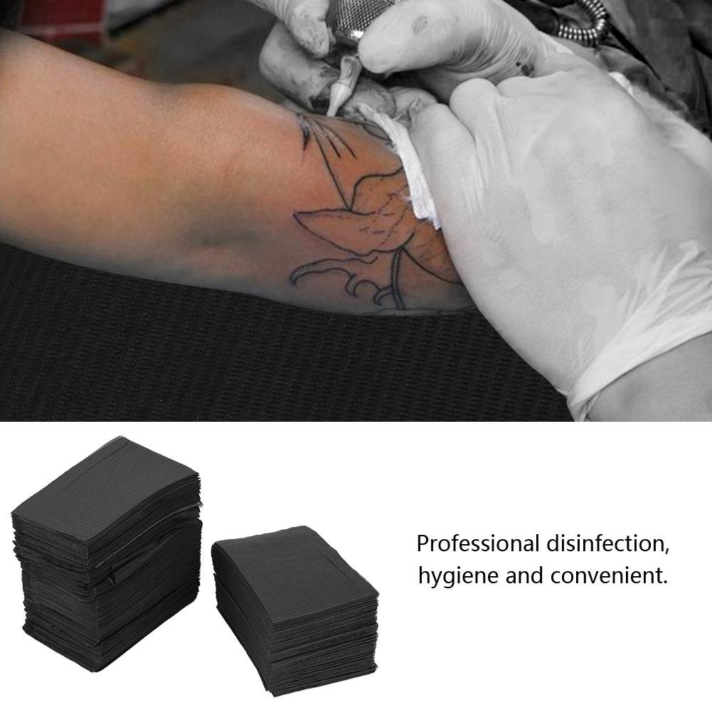 125pcs almohadilla para limpiar tatuajes, paño desechable Manteles de papel impermeables Estera Hojas de doble capa Manteles de papel personales Hojas de estera Accesorios para tatuajes