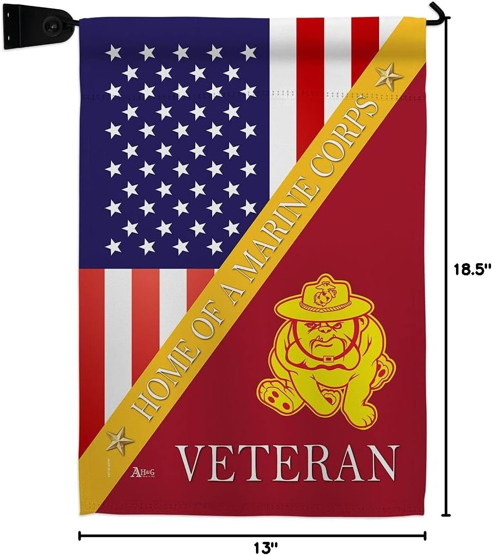 Home of USMC Garden Flag Set Mailbox Hanger Armed Forces Marine Corps Semper Fi United State American Military Veteran Retire Official Small Gift Yard House Banner Double-Sided Made In USA 13 X 18.5