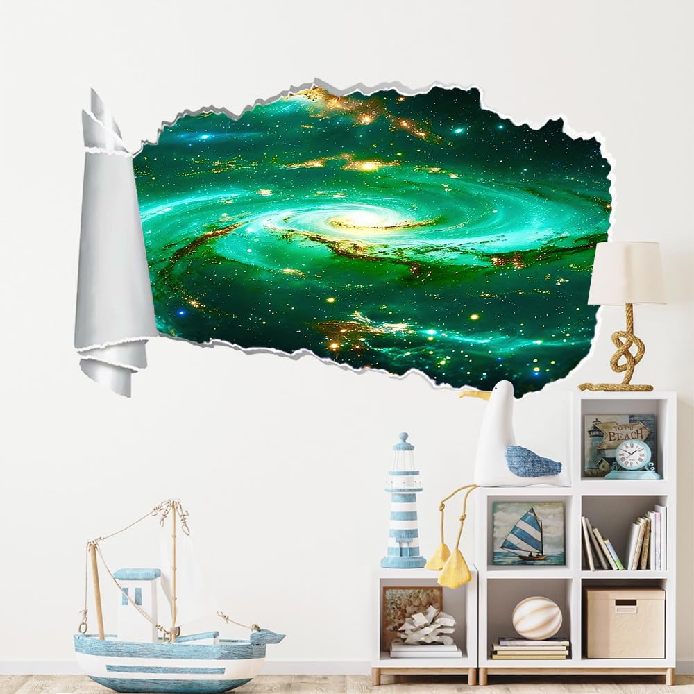 3D Wandaufkleber, Kosmischer Wirbel Durchbruch Wandtattoos Deko Wand Selbstklebend Grünfläche, Wand Aufkleber Wanddurchbruch Wandsticker für Zuhause, Schlafzimmer, Wohnzimmer