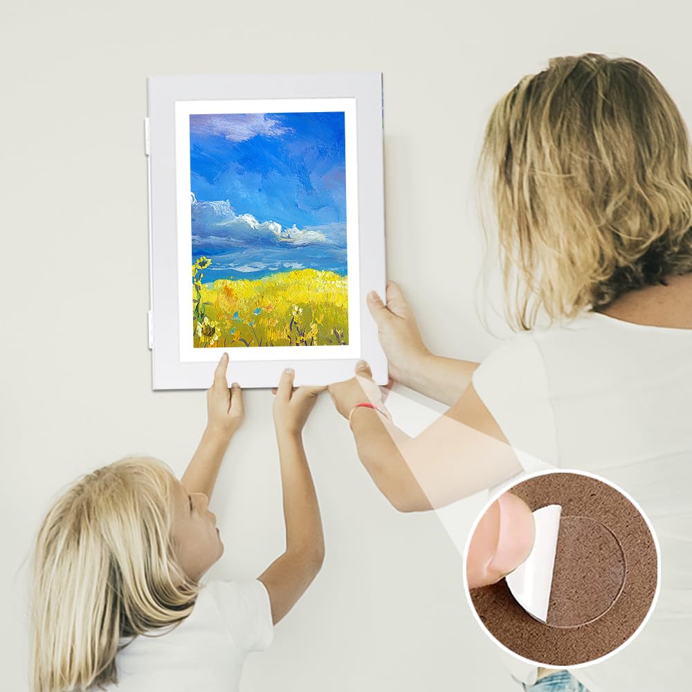 2 Stück Bilderrahmen Kinderzeichnungen a4 Ungefähr 33 * 25cm Bilderrahmen zum Aufklappen Bilderrahmen für Kinderzeichnungen Ideal für Kunstprojekte, Schulen, Zuhause (Weiß)