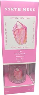 North Muse Crystal Healing Fragrant Diffuser, Velvet Rose & Oud Scent, 3.4 FL OZ, Pink