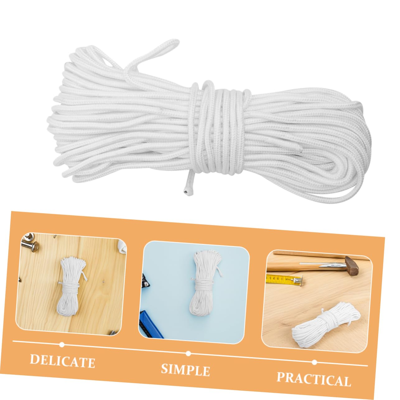 Cuerda de Nailon Trenzada para Tendedero, 2 Rollos, 6mm X 30 M | Blanco, Diseño Minimalista, Portátil y Fácil de Llevar, para Proyectos DIY y Manualidades