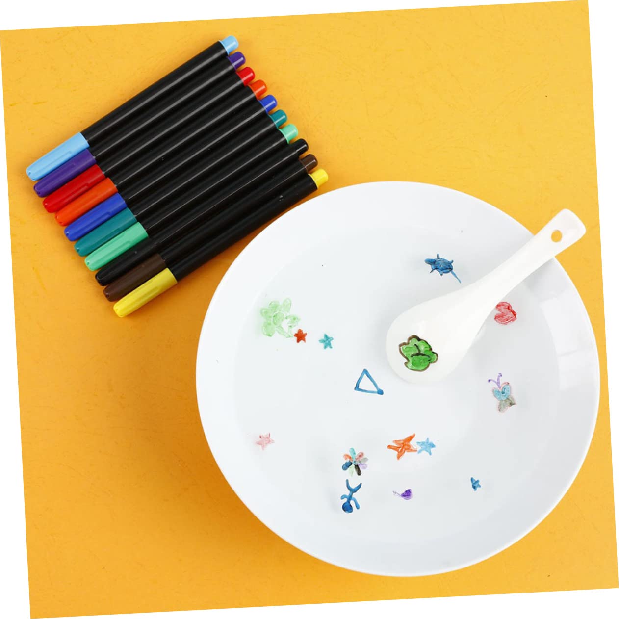 jojofuny 4 set Pennello Per Pittura In Per Acquerello Bianco Lavabile Pennarello Per Scrittura Domestica Cancelleria Per La Scuola Pennarello 10 pezzi * 4