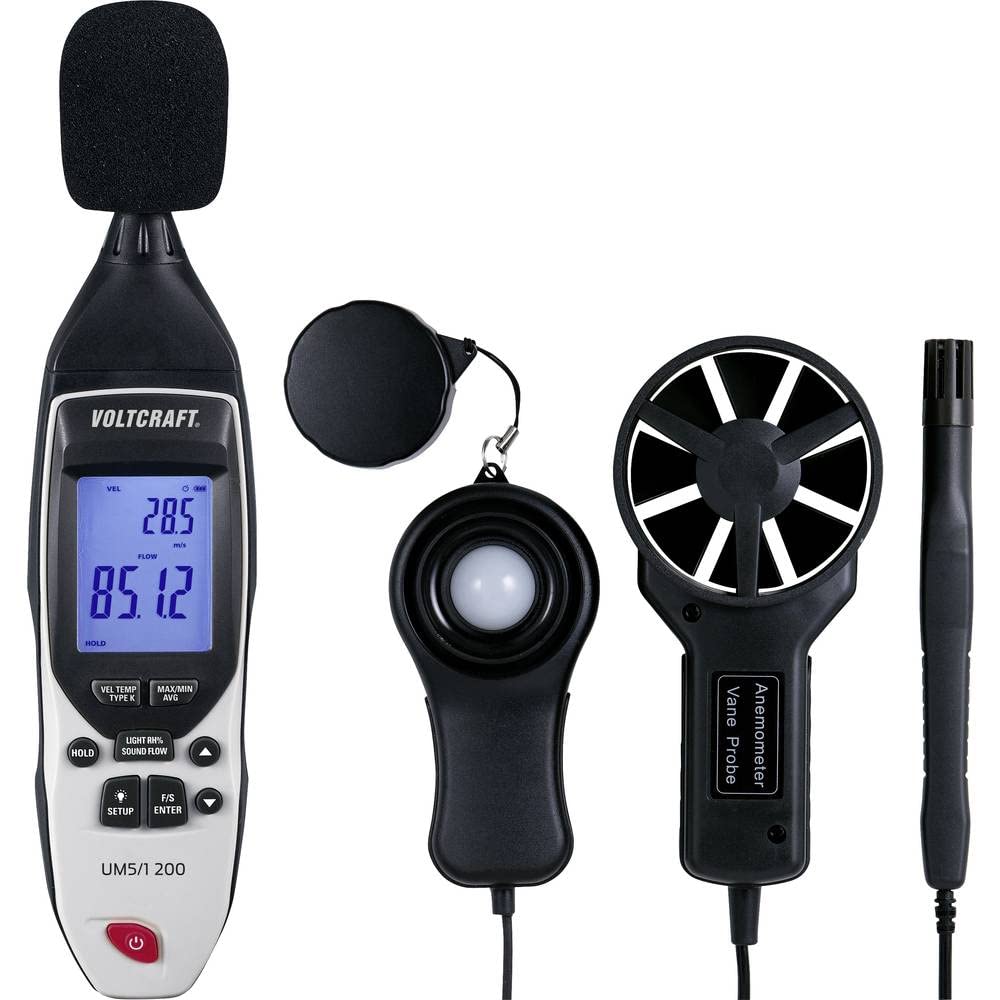 VOLTCRAFT UM5/1 200 - Adattatore di temperatura -200-1372 °C, tipo K, misuratore ambientale multifunzione 5 in 1
