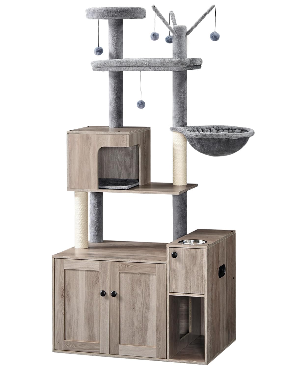 HOOBRO Cat Tree with Litter Box Enclosure, 68.9