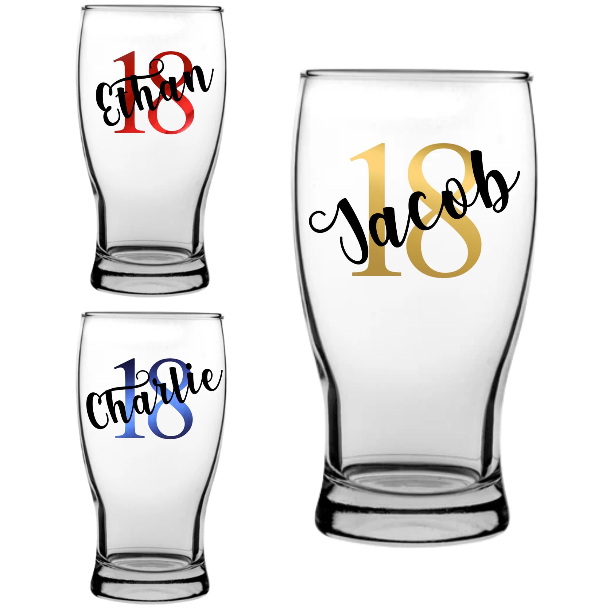 Personalised Pint Glass, 18th Birthday Gifts for Boys, Men