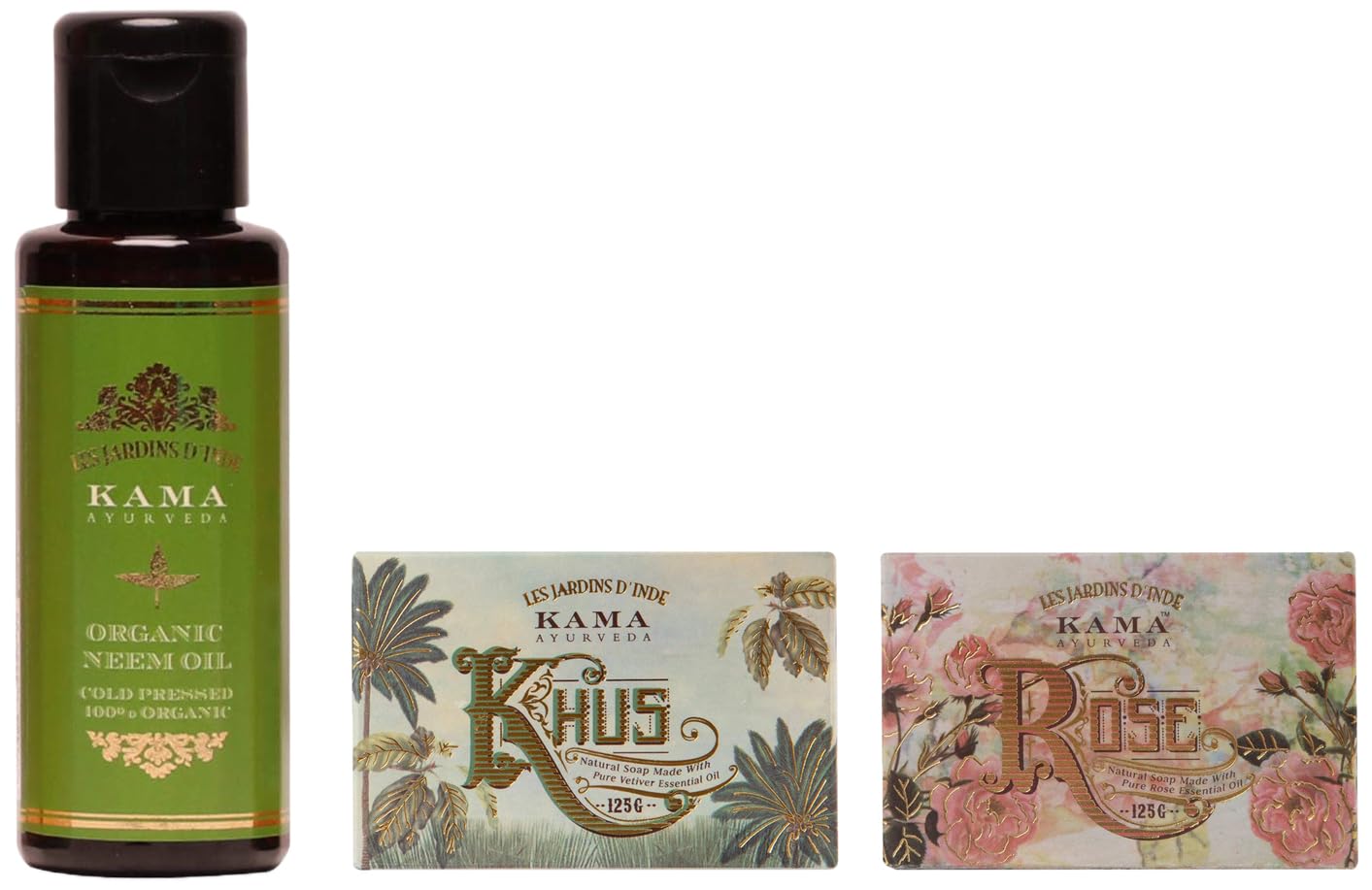 Kama Ayurveda Natural Rose Soap, 125g & Kama Ayurveda Organic Khus Soap 100% Organic and Cold Pressed, 125g & Kama Ayurveda Organic Neem Oil, 50 ml-image-42