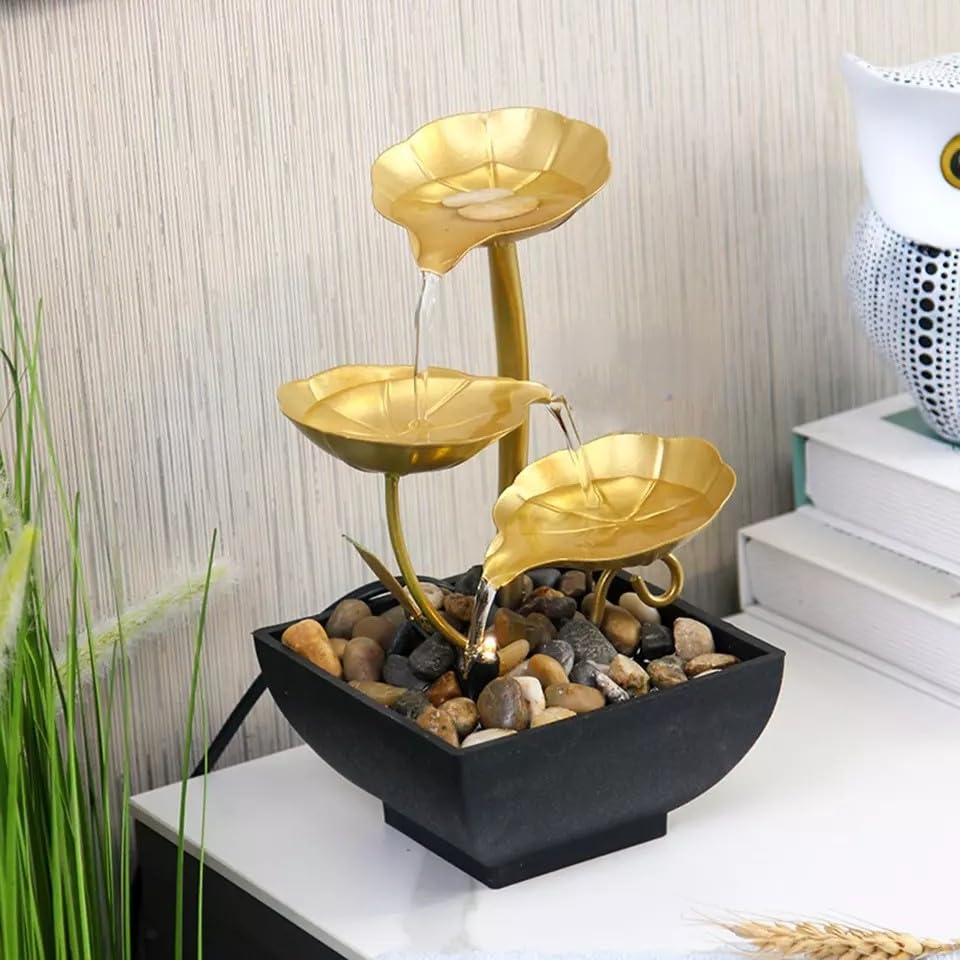 Burmy Tabletop Fountain,Water Fall Indoors,Fountain Desktop 3-Tier Indoor Relaxation Fountains Waterfall,Lotus Fountain Mini Waterfall for Indoor Spaces-image-49