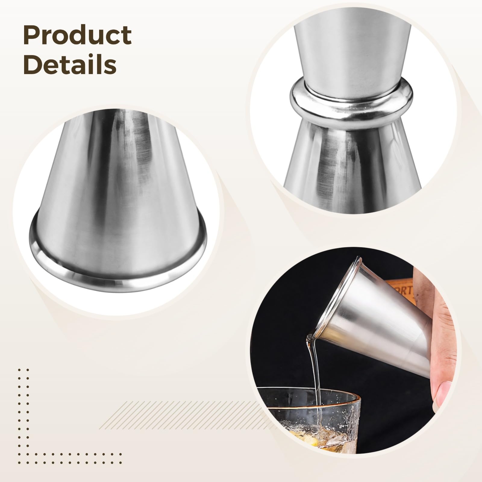 9 STK. Bartender Messbecher, doppelseitiges 1 oz 2 oz Jigger Set aus Edelstahl, Barwerkzeug für Cocktails und Getränke, zum genauen Mixen und Dosieren