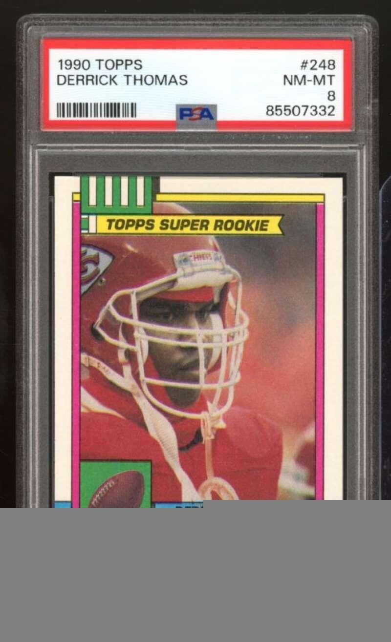 Derrick Thomas Card 1990 Topps #248 PSA 8 - Unsigned Football Cards