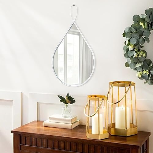 Miniatura 5 de Espejo colgante con marco de metal, espejos en forma de gota para pared, espejo irregular decorativo para baño, sala de estar, dormitorio, entrada,