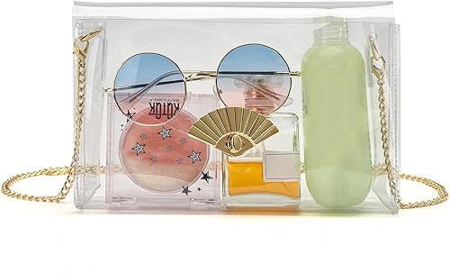 Miniatura 7 de Bolsa transparente, bolso transparente para mujer, bolsos de noche aprobados por estadios, Oro, Estadio, Concierto, Festival, Aeropuerto, Museo,