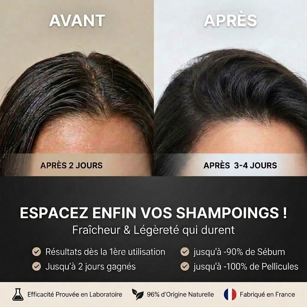 Juste Paris Routine Complète Cheveux Gras – Shampoing Purifiant + Après Shampoing Purifiant + Masque BIO – Régule le sébum, hydrate sans graisser et espace les lavages – Fabriqué en France