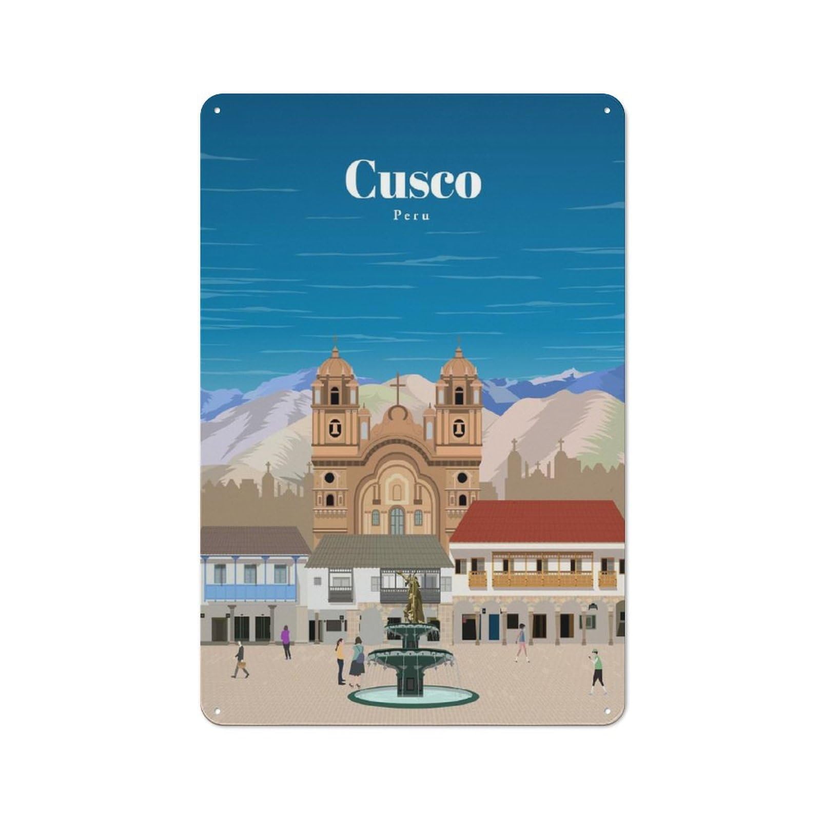 Junmoney Travel To Cusco Vintage Tin Sign 30X20cm With For Living Room Or Hallway, Gift Idea At Christmas For Home Wall Decor Collectors
