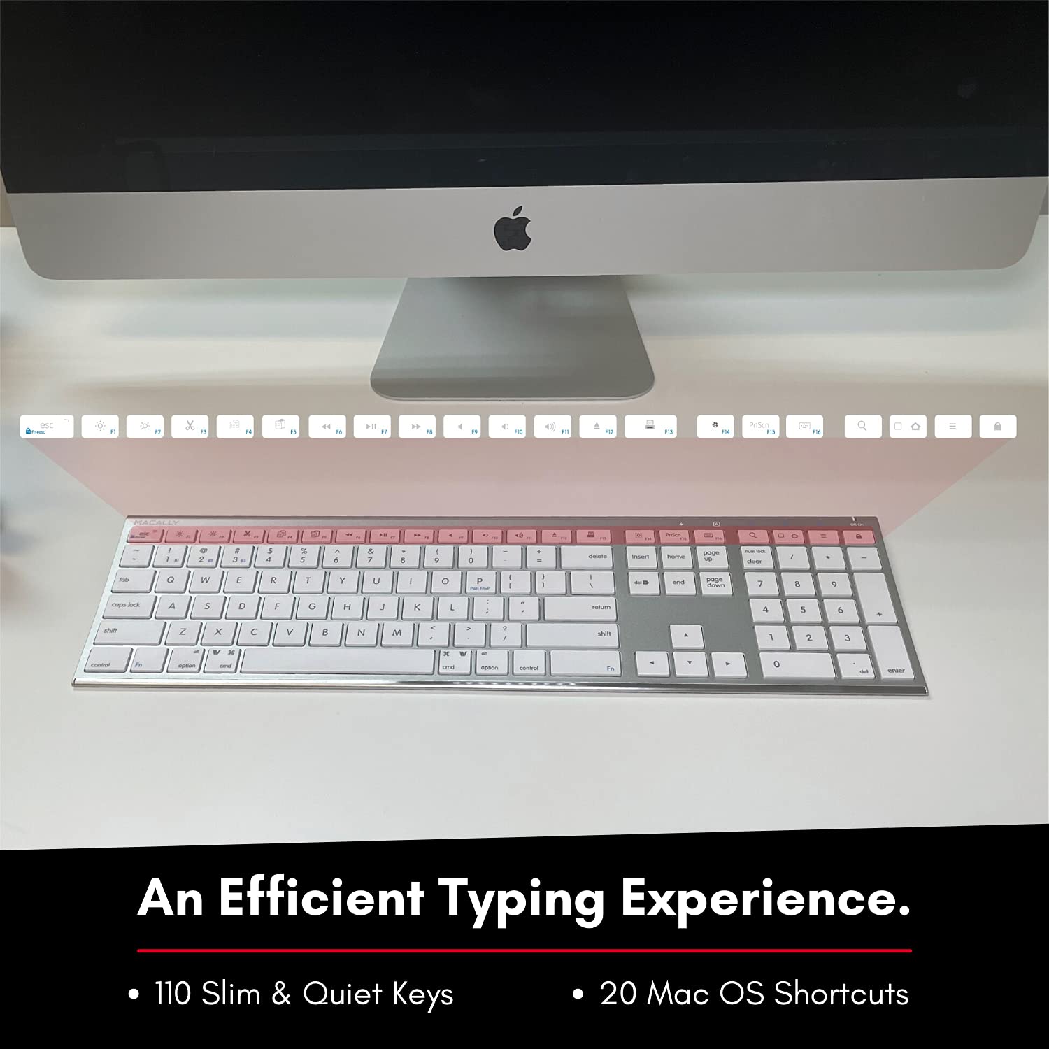 Macally Wireless Bluetooth Keyboard with Numeric Keypad - Multi Device  Keyboard for Mac Pro/Mini, Apple iMac, MacBook, Laptop, Computer Windows  PC.