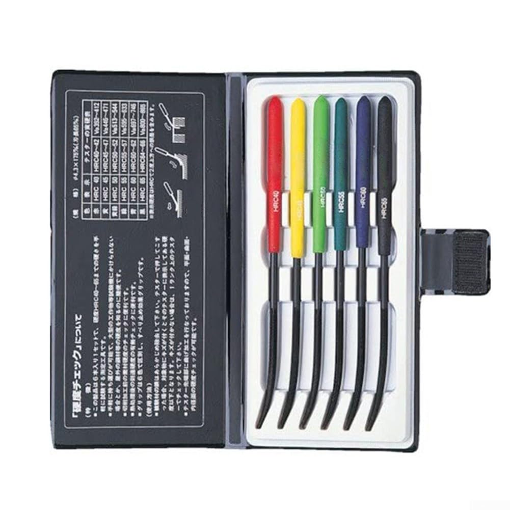 Juego de 6 unidades MA00600 para HRC40-HRC65, limas con mango codificado por colores para probar superficies planas y curvas