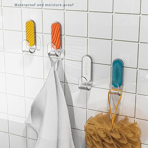 Miniatura 2 de Andrality Adhesive Hooks,8 Pcs Wall Hooks Colour Sticky Hooks,4 Colors, Bathroom Kitchen Utility Hooks Door Hook.Hooks for Hanging Clothes, Towels,