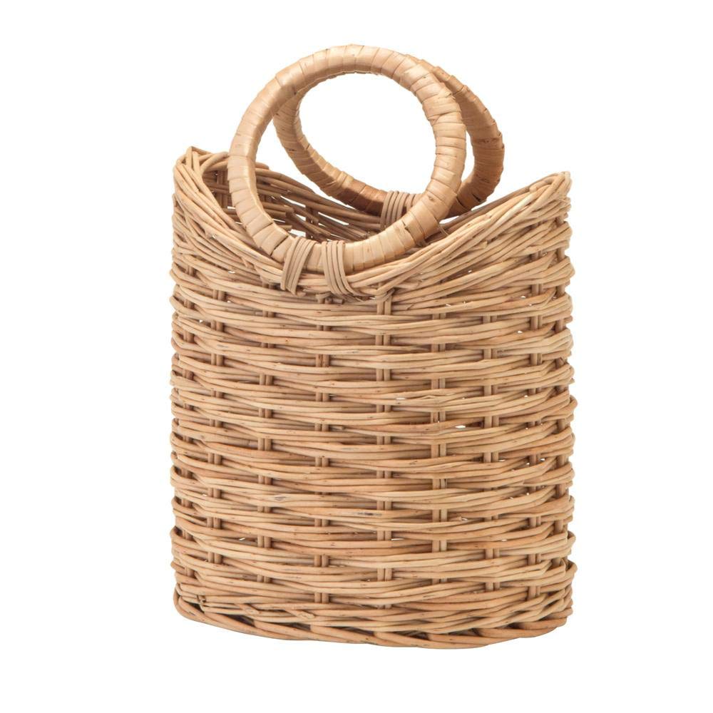 POSH LIVING WOVEN BAG Wicker Basket, Natural, W 7.9 x D 5.9 x H 11.4 inches (20 x 15 x 29 cm) (not including handle: 9.1 inches (23 cm)