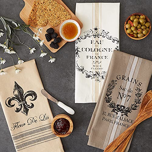 Dii French Style Tabletop Kitchen Collection, Dishtowel Set, 18X28, Assorted French Stripe, 3 Piece #TOP3