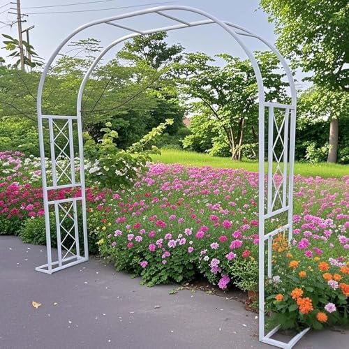Sturdy Metal Garden Arch for Climbing Plants, Trellis for Roses & Vines, Easy Assembly Wedding Arch, Green Arbor Decoration - 102" W x 90.5" H