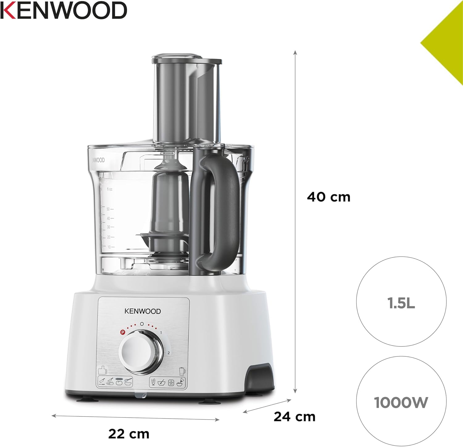 Robot multifonction - KENWOOD - MultiPro Express FDP65.450WH - 1000 W - 3 L - 2 vitesses - Blender 1,5 L - Blanc