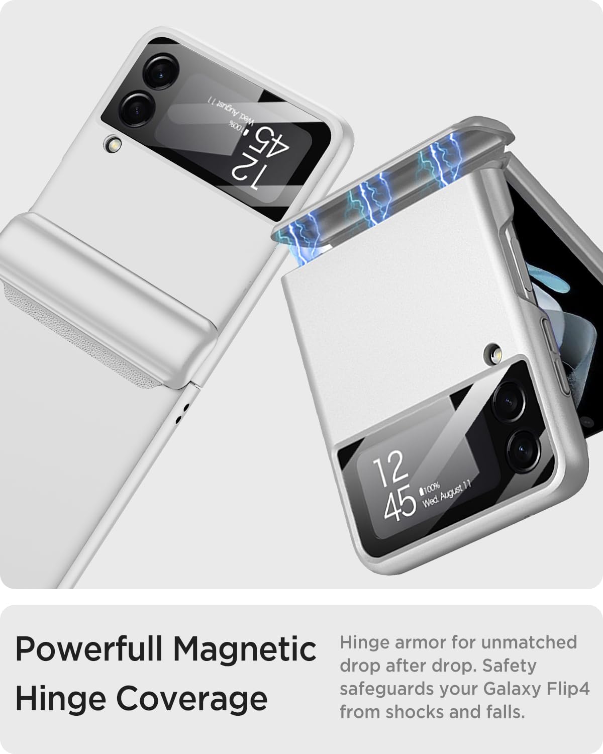 Miimall Compatible Samsung Galaxy ZFlip 4 Case with Magnetic Hinge Protection + Ultra-Thin Hard PC All-Inclusive Durable Slim Full Body Military Cell Phone Case for Galaxy Z Flip 4 2022 (White)