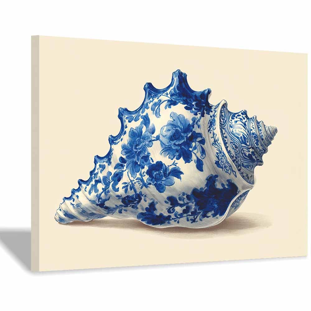 HUYEEI at Sea Ocean Painting shells Seascape Wall Pictures Modern for Bedroom Office Decoration Room Home Decor Works(blue)-70x100cm Framed