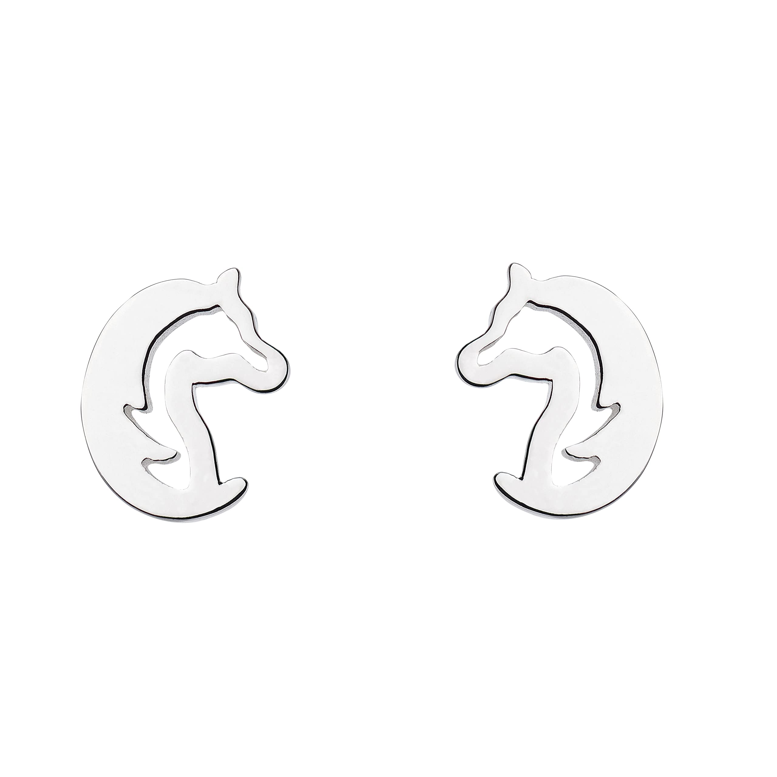 Dew Orecchini A Perno In Argento Sterling 925 Con Testa Di Cavallo, Gioiello Per Amanti Equestri, Regalo In Scatola - 2