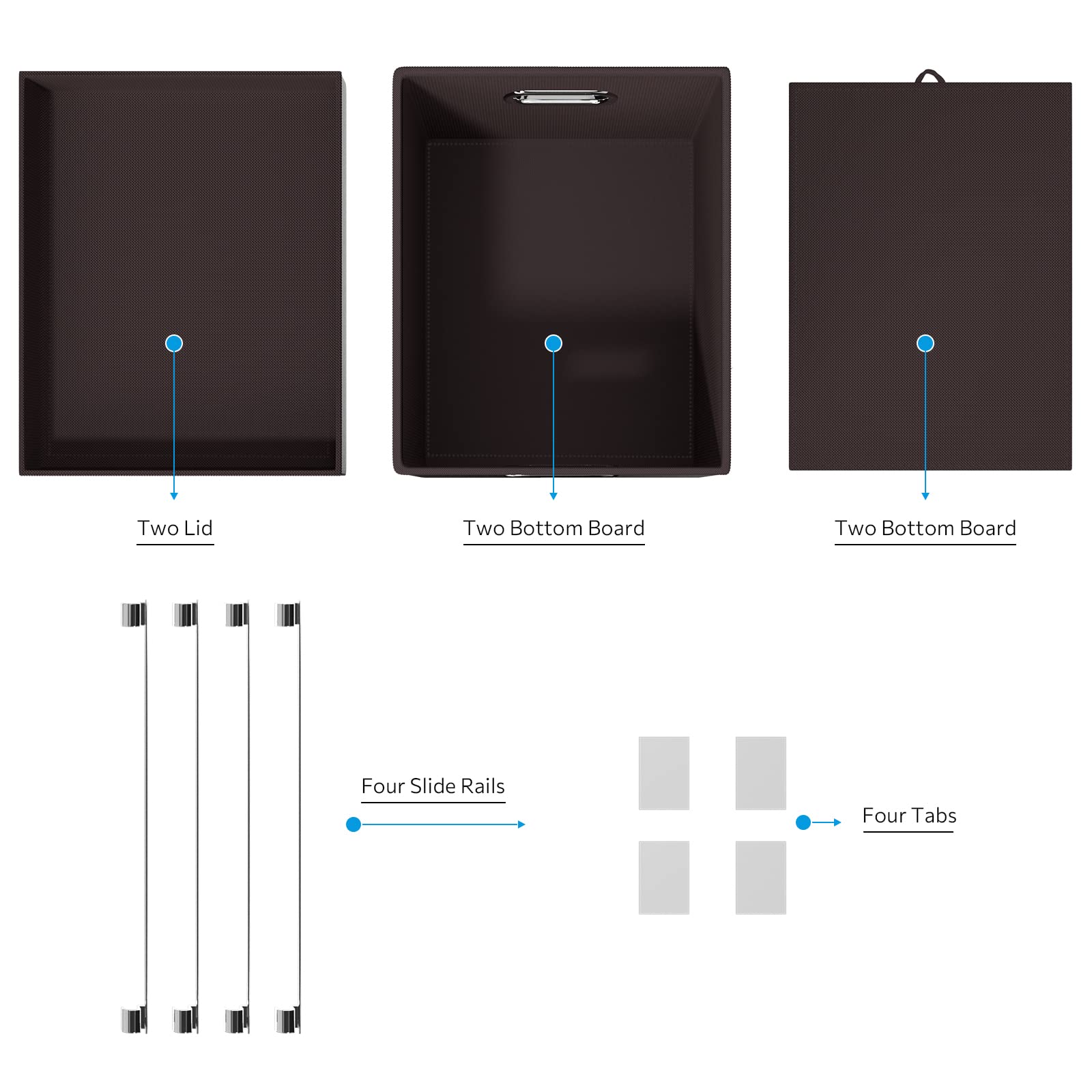 DYWMM File Storage Organizer Box, Hanging Folder Organizer Box with Lid, Collapsible Portable Filing Boxes for Faux Leather (2PC 16.7 x 13.6 x 11.2 inches, Brown)