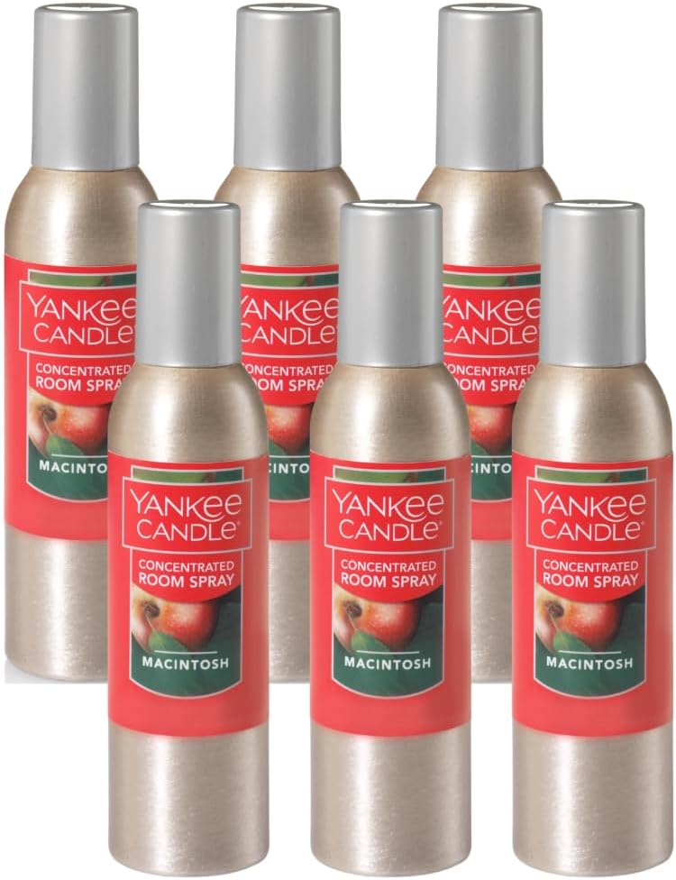 Yankee Candle Concentrated Air Freshener Room Spray, Odor Eliminator for Home, Bathroom, Macintosh, 1.5 Oz (Pack of 6)