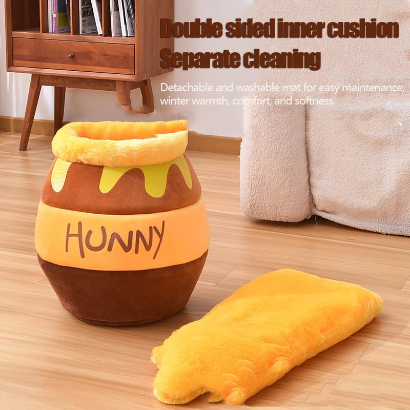 سرير للقطط والكلاب الصغيرة من هوني بوت، اثاث مريح من الميموري فوم للحيوانات الاليفة مع وسادة قابلة للازالة - سرير انيق وقابل للغسل للقطط والكلاب الصغيرة (اصفر)