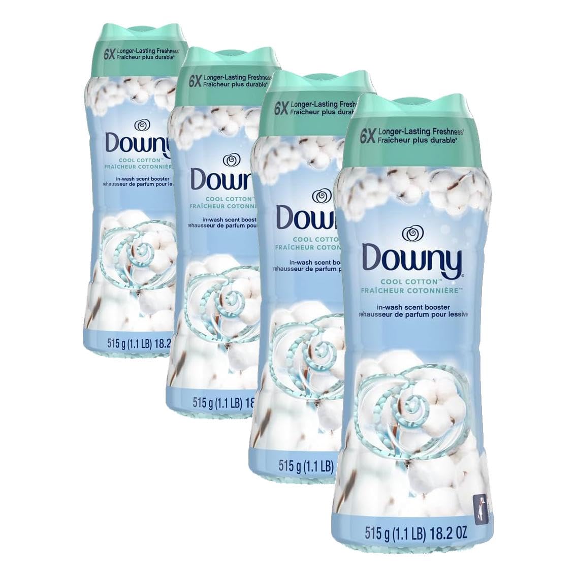 Downy Cool Cotton In-Wash Laundry Scent Booster Beads,18.2 oz,laundry scent beads,Long-lasting Freshness,(Pack of 4)