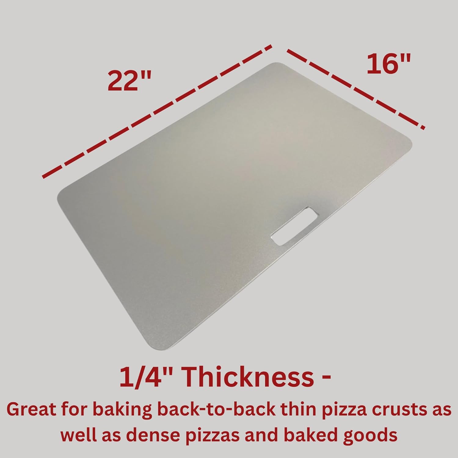 ThermiChef 16" by 22" Universal XL Pizza Steel (1/4" Thickness) - Multipurpose Cooking Steel for Ovens & Grills - Made in the USA