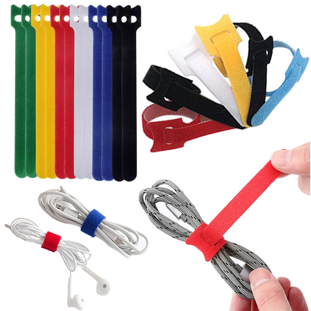 Hodaqe Adjustable Cable Ties 30Pcs Reusable Cable Organizer Cord Management Wire Ties Straps Cord Wrap