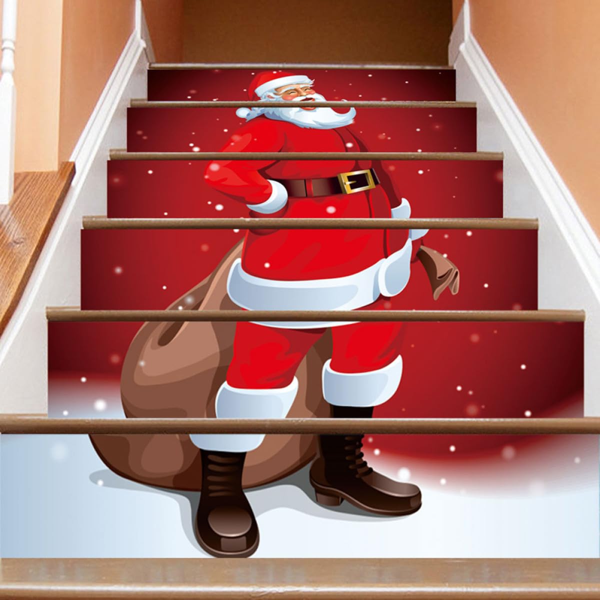 OSALADI 2pièces Autocollants De Noël Avec Père Noël Pour Décoration Escaliers Autocollants Adhésifs Non-fading Pour Intérieur Pour Maison Fêtes