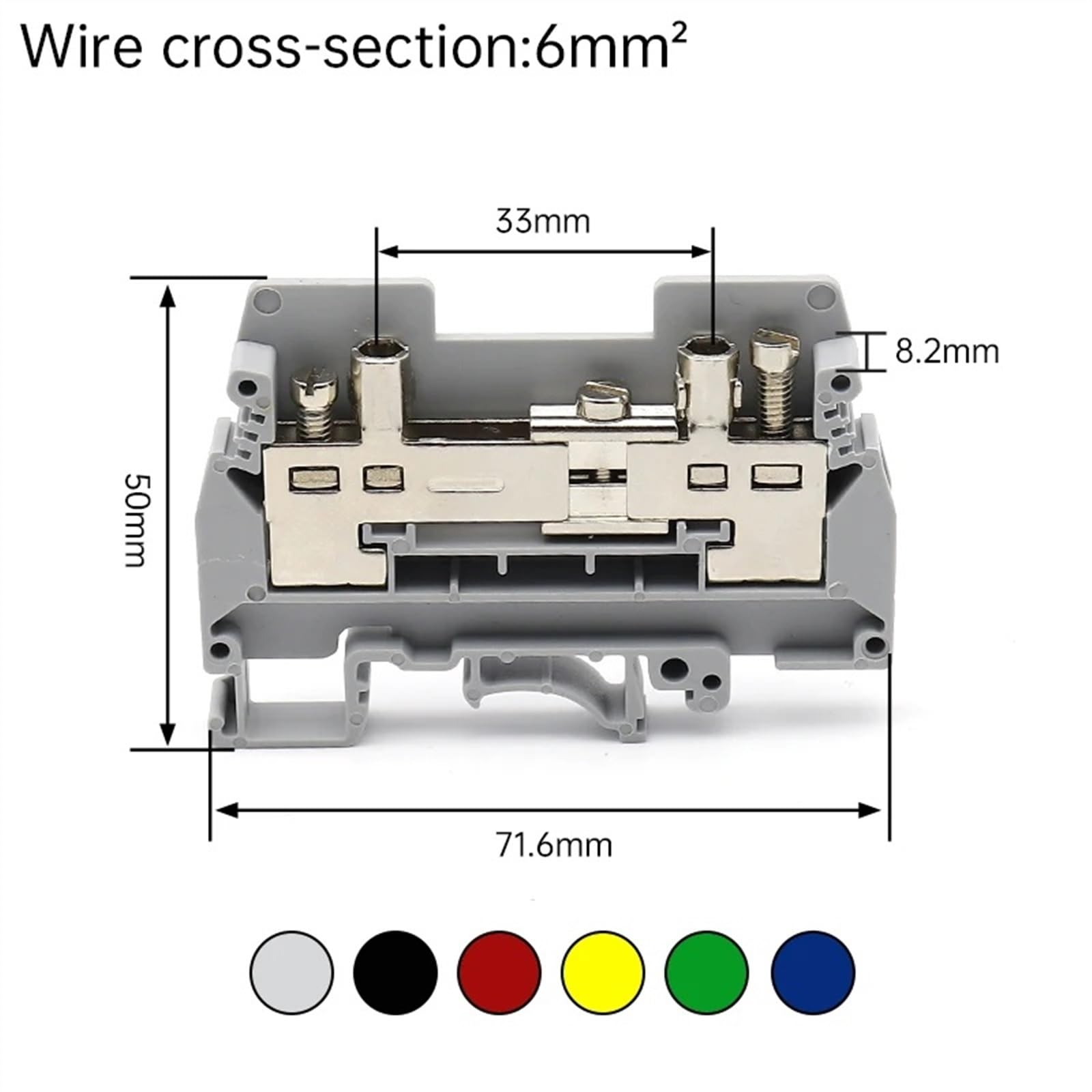 10PCS DIN Rail URTK/S Current Test Multicolor Terminal Wire Connector Electrical Connector URTK6S 660V 57A 6mm ²(Blue)
