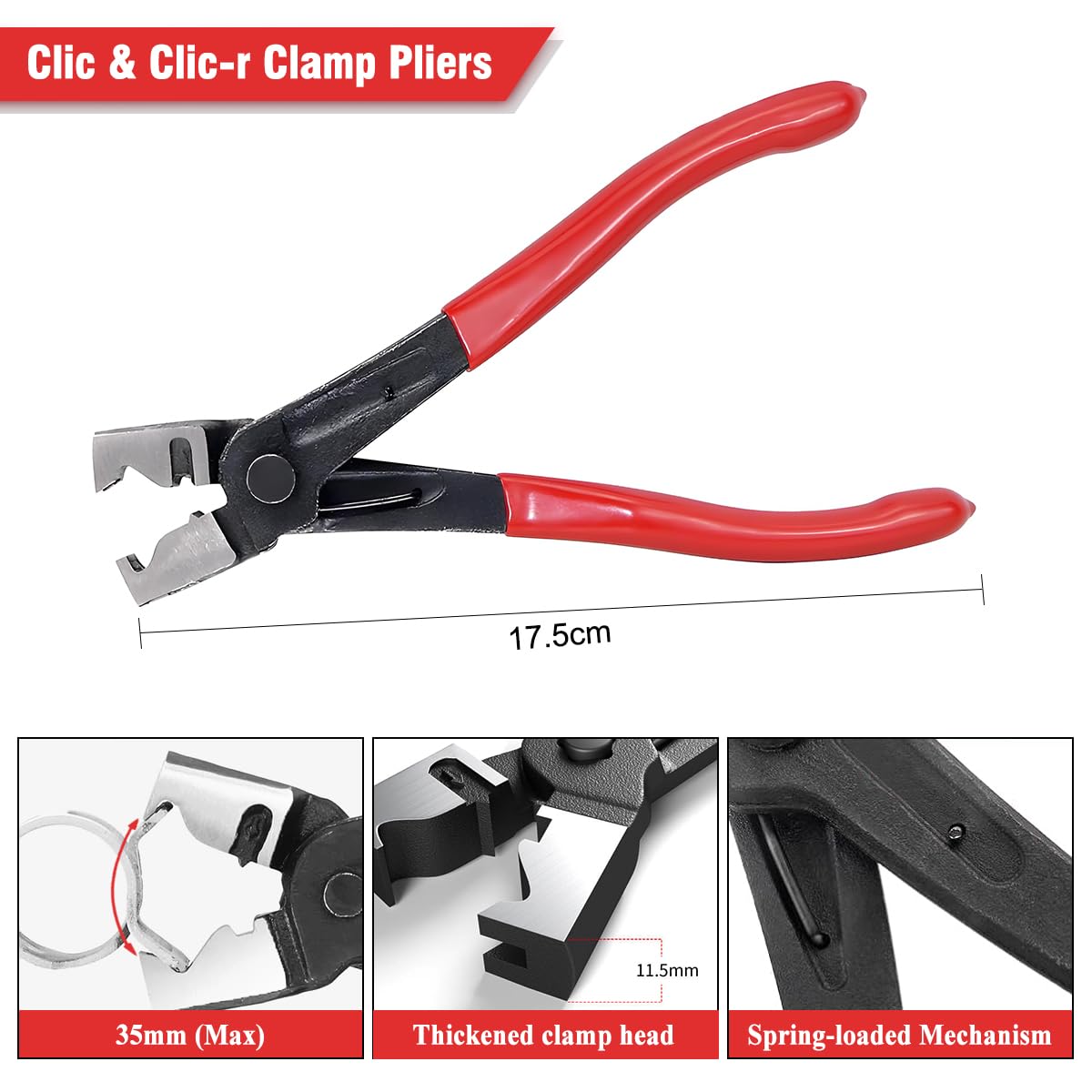 4 Stück Schlauchklemmenzange Set, KFZ Schellenzange Set, Schlauchschellenzange, Schlauch Entferner Zange, Benzinleitungs Zange, Clic & Clic-r Typ Schlauchschellenzange