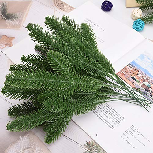 Noverlife 50Pcs Christmas Artificial Pine Greenery Floral Picks, Evergreen Faux Fir Branch Spray Xmas Greenery Pines Twig Stems For Holiday Arrangement Wreath Garland Centerpiece Decorations #TOP1
