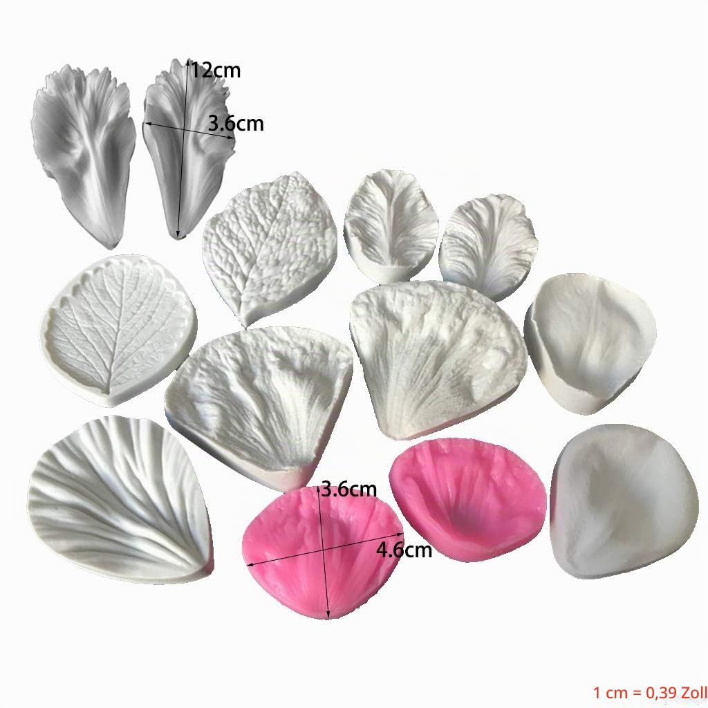 Cake Silicone Moulds, 5er-Set Silikonform mit Blumenader Fondant Rose Venened Mould for Cake Decoration