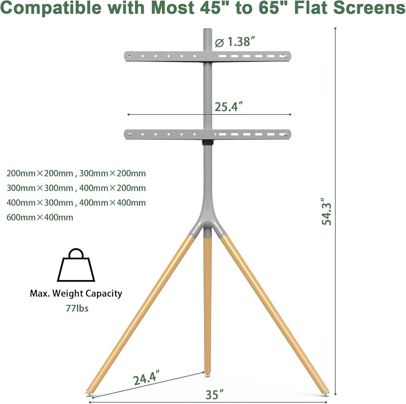 UPGRAVITY Gray TV Easel Stand with Tripod Base for 45-65 inch Screens image 2