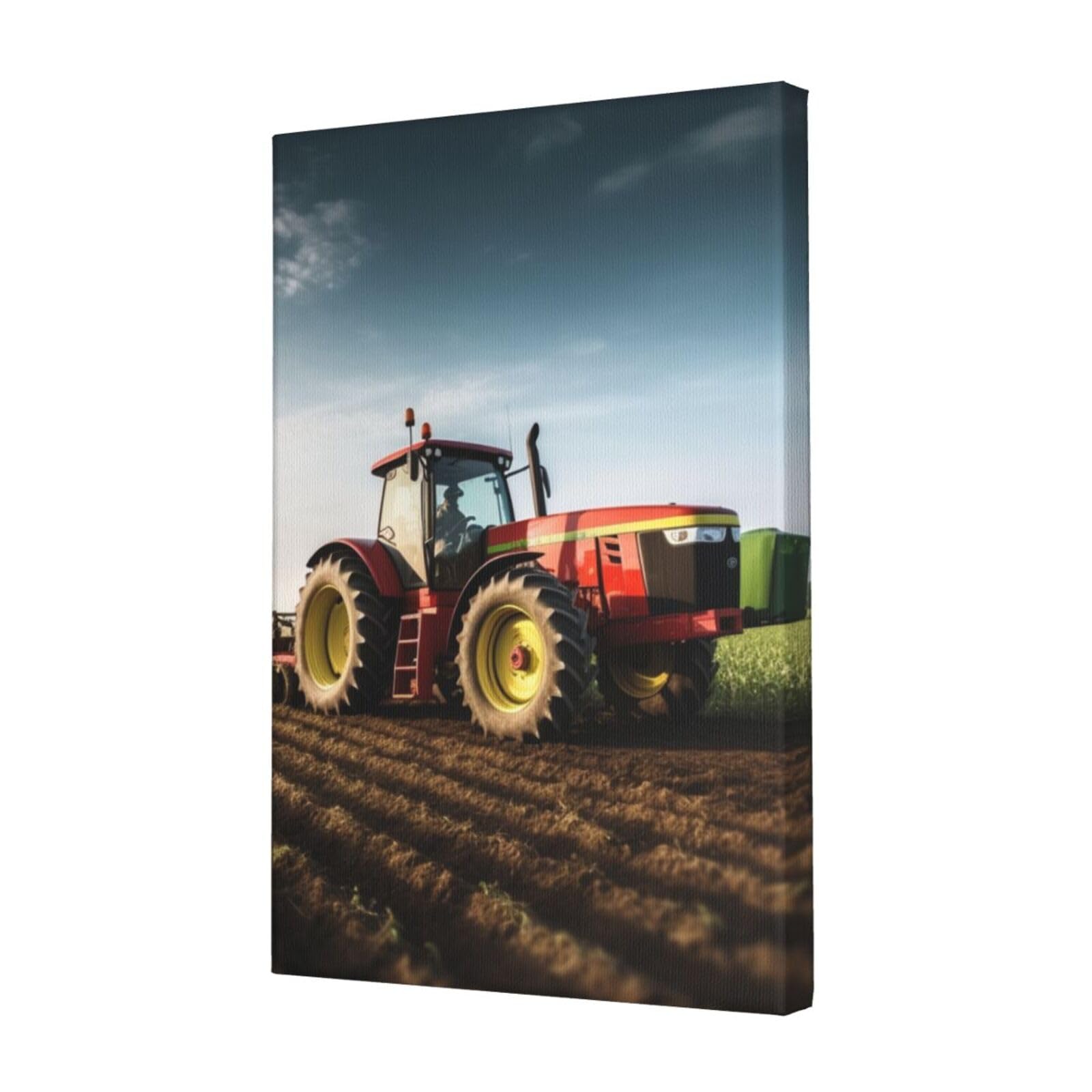 KLOPH Tractor farm Canvas Wall Art for Living Room 12"x18" Modern Artwork Painting for Bathroom Hanging Canvas Prints Aesthetic Wallart for Bedroom Kitchen Office Wall Decor