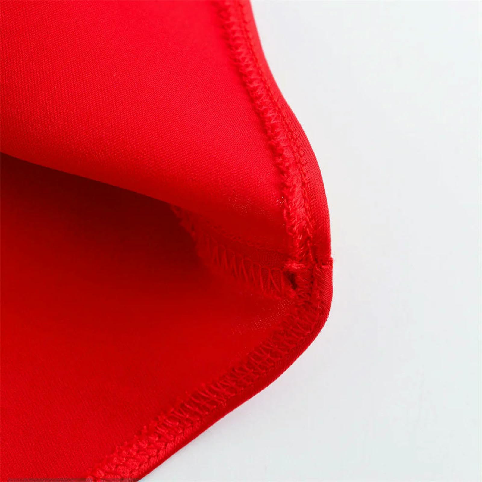 Abito Donna Invernale Abito da Filo Raso Francese in Stile Francese da Donna Estivo Abito A Sling Sexy Apripista Lungo Midi-Rosso-XS