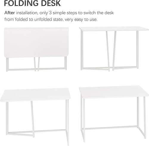 Miniatura 144 de 4NM Escritorio plegable pequeño de 31.6 pulgadas, escritorio plegable de oficina en casa, mesa de estudio para dormitorio pequeño que ahorra natural