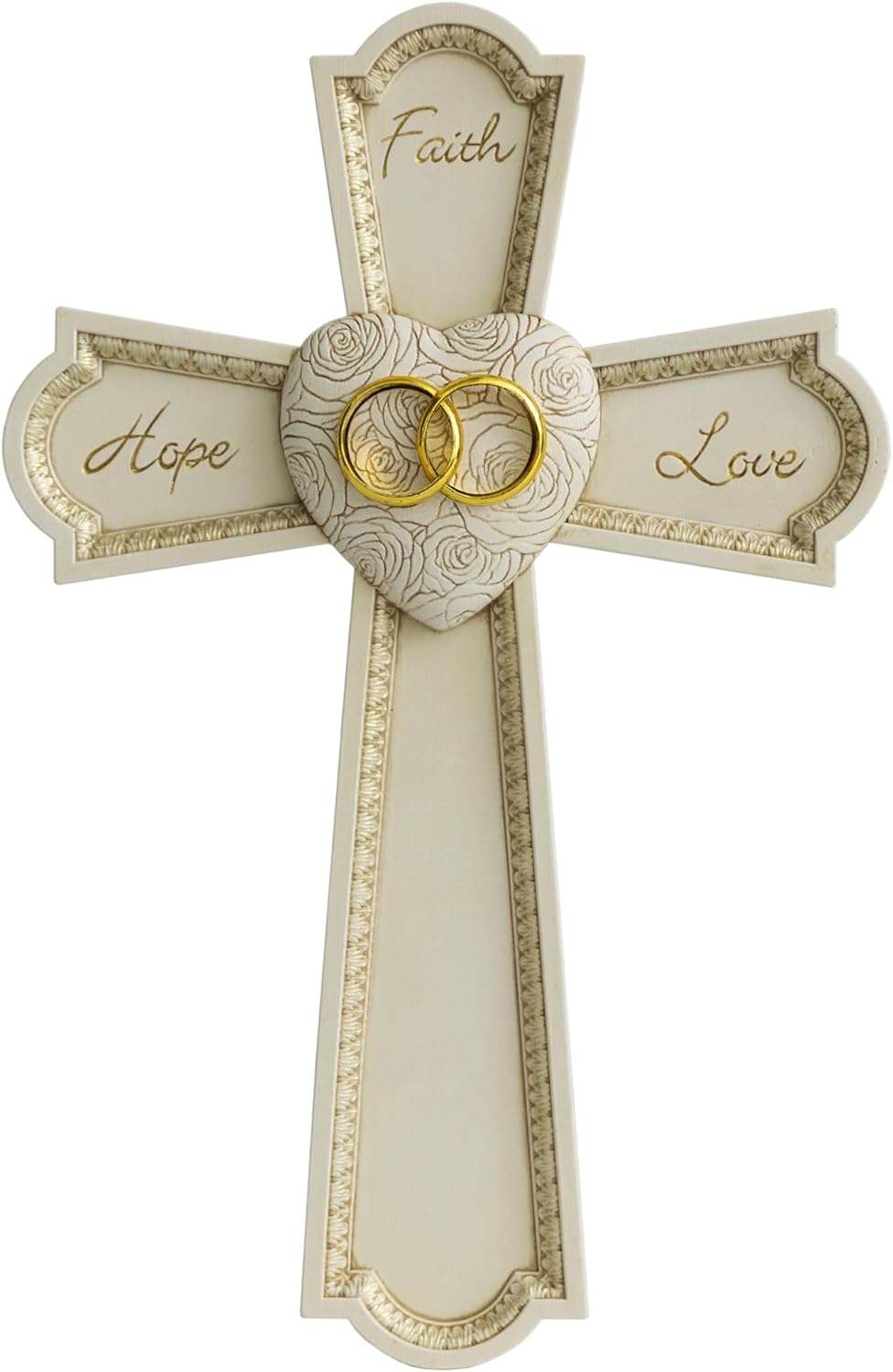 Grace4Joy Wedding Wall Cross, 10 Inches Marriage Prayer Cross Decor Vow Renewal Gifts, Hand Painted Faith Hope Love Wall Decor Religious Wedding Gifts for Couples