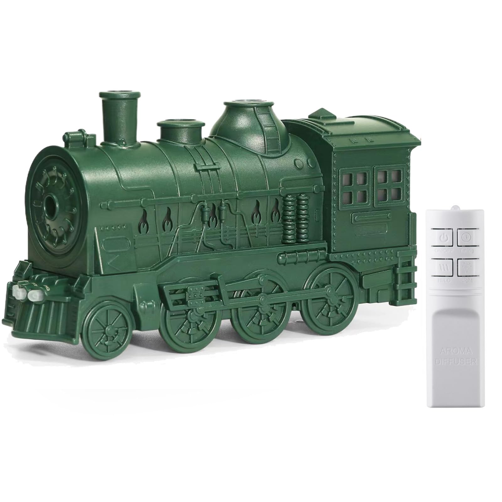 Difusor de Aceite Esencial de Tren de Vapor, humidificador de Aire de 300 ml en Forma de Tren con Control Remoto, difusor de Tren de Vapor silencioso 2 Modos de nebulización Green