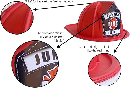 Miniatura 4 de Paquete individual o múltiple, NO PLÁSTICO, sombrero de bombero infantil, suministros de fiesta, sombrero de fuego para niños