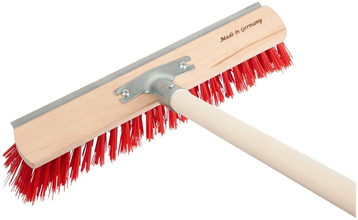 SHW-FIRE Set: Straßenbesen 40cm breit und Hallenser Randschaufel | Für Hof, Garten & Baustelle | Reinigen, Material bewegen & Verladen | Kratzkante & Alu-Randschaufel | 130 cm Buchenstiel