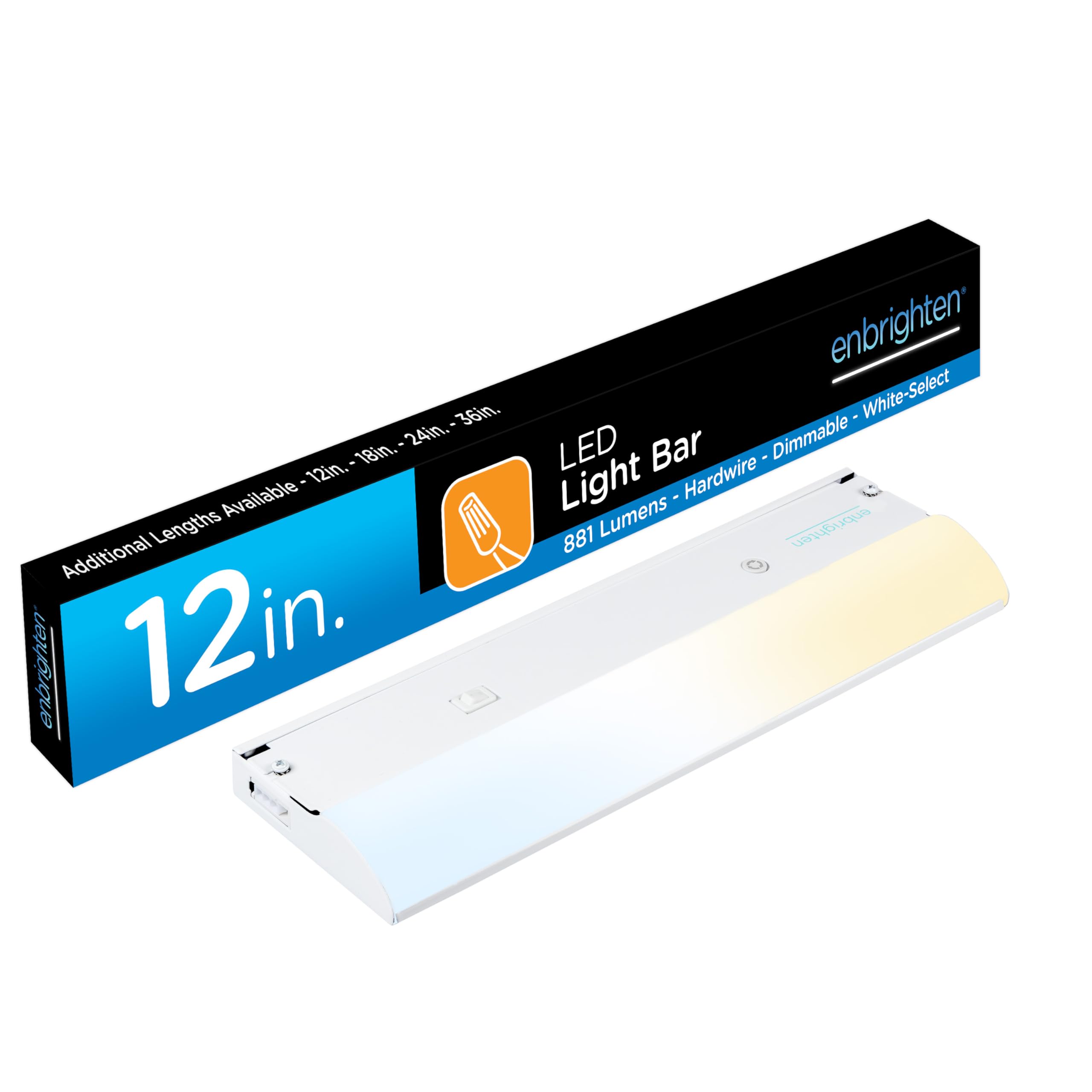 Enbrighten 12 inch Hardwired Under Cabinet Lights, 880 Lumens, Five White Settings from (2700K-6500K), Full Range Dimmable, Under Counter Light, Linkable Under Counter Lights for Kitchen 82920-T1