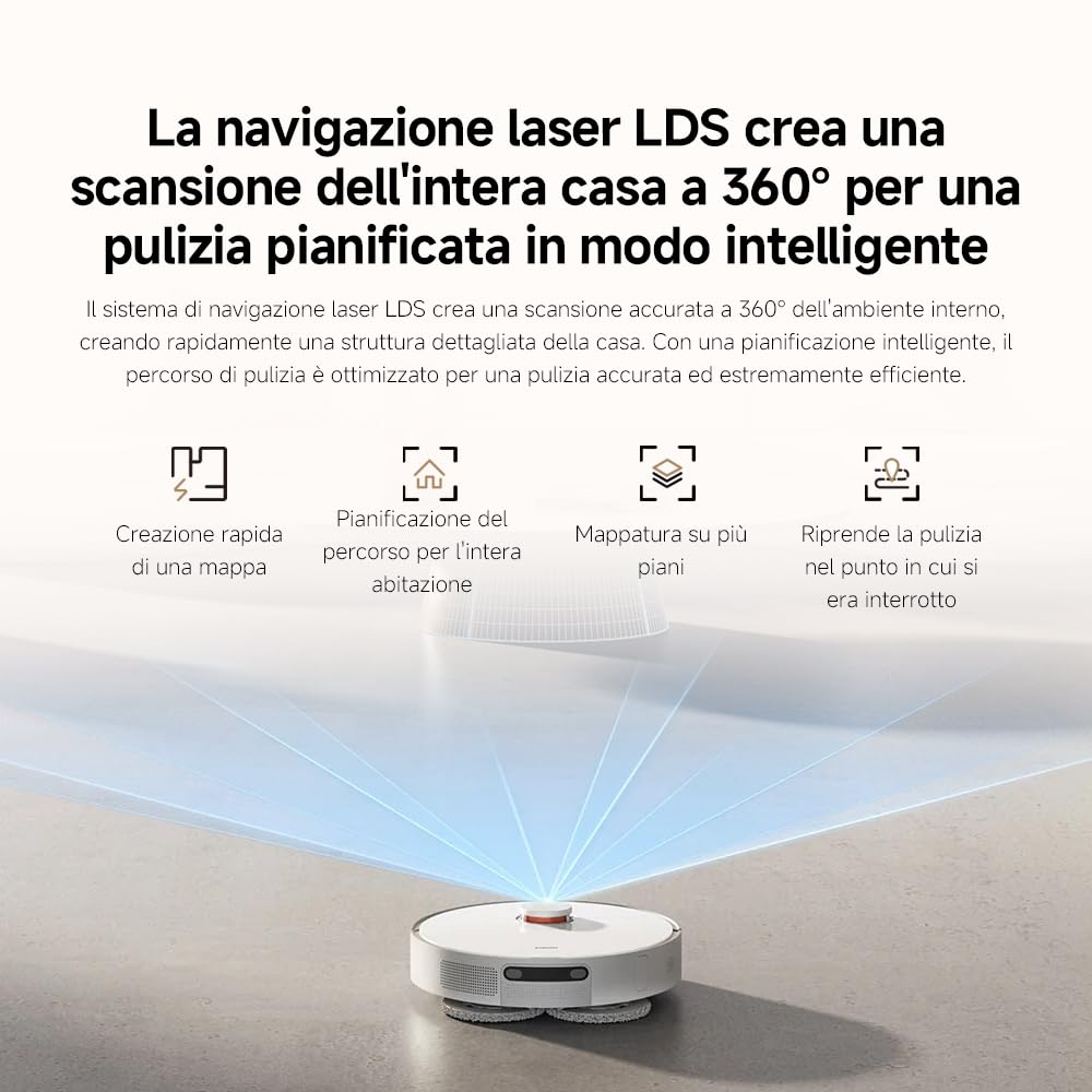 Xiaomi Robot Vacuum X20+, Robot Aspirapolvere Lavapavimenti, Stazione Smart All-in-one, Aspirazione 6.000 Pa, Navigazione Laser 3D, Lavaggio e Pulizia Pavimenti con Doppio Panno Rotante, Controllo App
